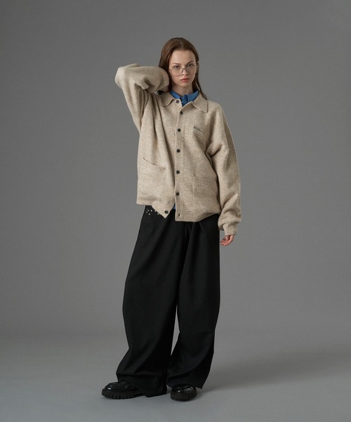 ONCILY(オンシェリー)の「SILVER PLATE POLO KNIT CARDIGAN / シルバープレートポロニットカーディガン(カーディガン/ボレロ・メンズ・チャコールグレー/ベージュ/ブルーグレー・SMALL/LARGE/MEDIUM)」の21枚目の写真