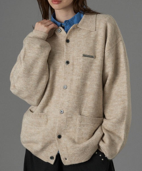 ONCILY(オンシェリー)の「SILVER PLATE POLO KNIT CARDIGAN / シルバープレートポロニットカーディガン(カーディガン/ボレロ・メンズ・チャコールグレー/ベージュ/ブルーグレー・SMALL/LARGE/MEDIUM)」の16枚目の写真