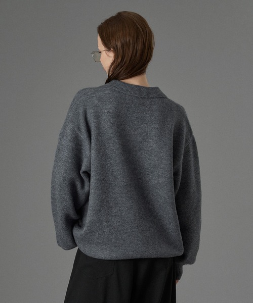 SILVER PLATE POLO KNIT CARDIGAN / シルバープレートポロニット