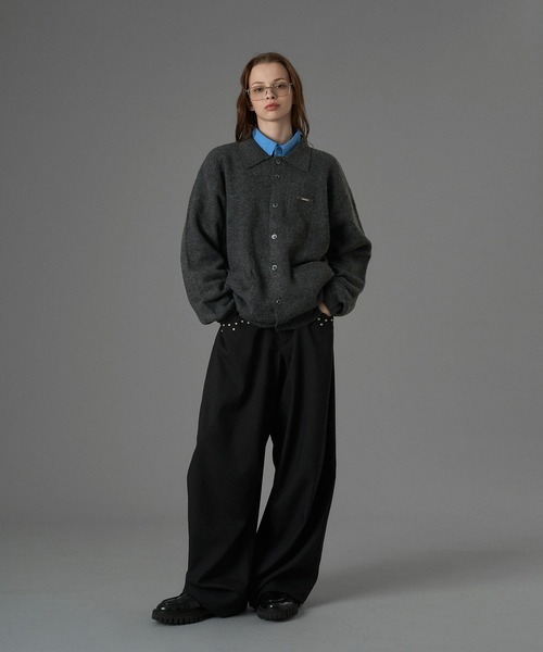 ONCILY(オンシェリー)の「SILVER PLATE POLO KNIT CARDIGAN / シルバープレートポロニットカーディガン(カーディガン/ボレロ・メンズ・チャコールグレー/ベージュ/ブルーグレー・SMALL/LARGE/MEDIUM)」の12枚目の写真