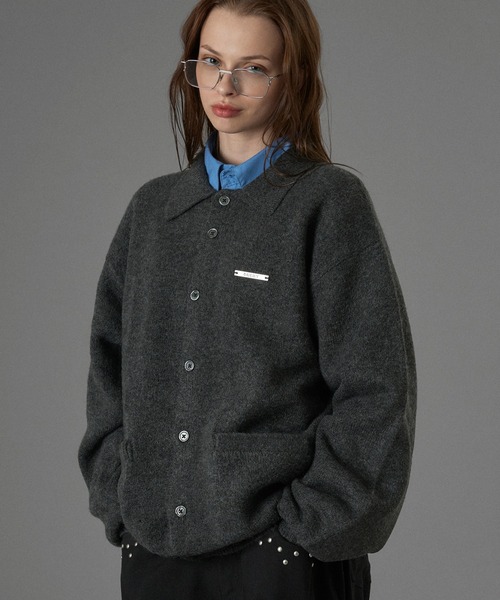 SILVER PLATE POLO KNIT CARDIGAN / シルバープレートポロニット