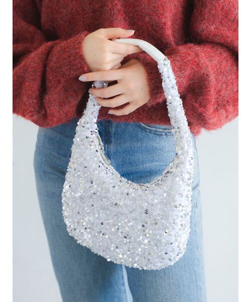Ungrid(アングリッド)の「スパンコールハンドルバッグ(ハンドバッグ・レディース・ホワイト/ブラック・FREE)」の3枚目の写真