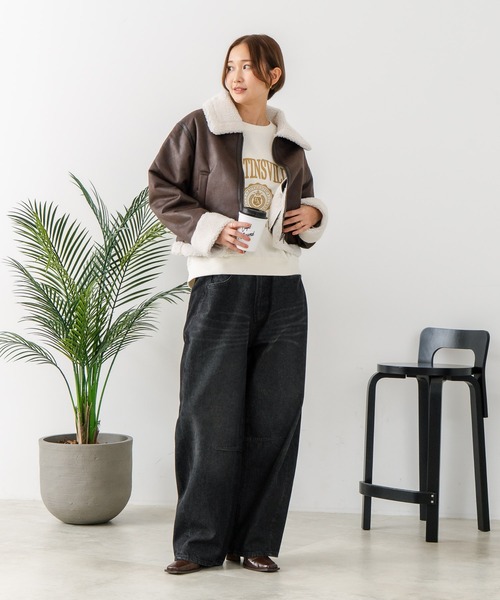 fort point(フォーポイント)の「【C-FORT POINT/フォートポイント】フェイクレザー フライトジャケット(ブルゾン・レディース・ブラウン/ブラック・FREE)」の22枚目の写真