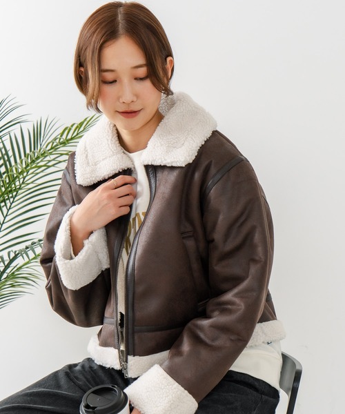 fort point(フォーポイント)の「【C-FORT POINT/フォートポイント】フェイクレザー フライトジャケット(ブルゾン・レディース・ブラウン/ブラック・FREE)」の19枚目の写真