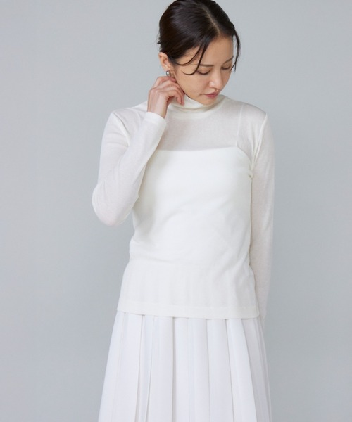 LE SOUK（ルスーク）の「シアーテレコ ハイネックTシャツ（Tシャツ/カットソー・レディース・ブラック/ブルーグレー/アイボリー・フリー）」の2枚目の写真
