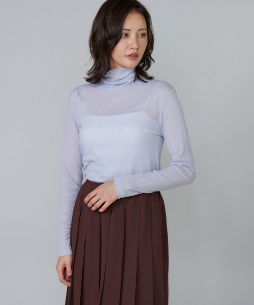 LE SOUK（ルスーク）の「シアーテレコ ハイネックTシャツ（Tシャツ/カットソー・レディース・ブラック/ブルーグレー/アイボリー・フリー）」の3枚目の写真