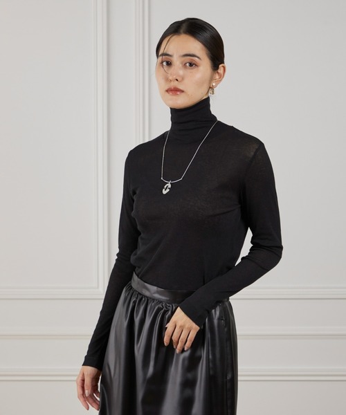 LE SOUK（ルスーク）の「シアーテレコ ハイネックTシャツ（Tシャツ/カットソー・レディース・ブラック/ブルーグレー/アイボリー・フリー）」の17枚目の写真