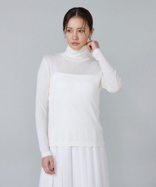 LE SOUK（ルスーク）の「シアーテレコ ハイネックTシャツ（Tシャツ/カットソー・レディース・ブラック/ブルーグレー/アイボリー・フリー）」の18枚目の写真