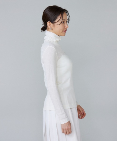 LE SOUK（ルスーク）の「シアーテレコ ハイネックTシャツ（Tシャツ/カットソー・レディース・ブラック/ブルーグレー/アイボリー・フリー）」の19枚目の写真
