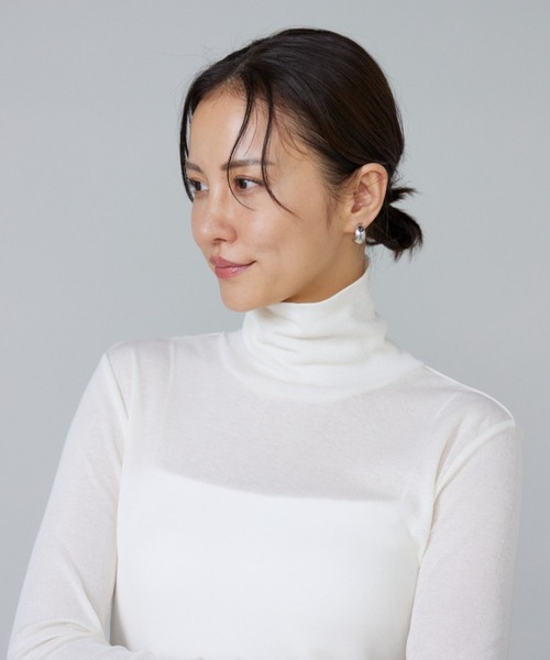 LE SOUK（ルスーク）の「シアーテレコ ハイネックTシャツ（Tシャツ/カットソー・レディース・ブラック/ブルーグレー/アイボリー・フリー）」の21枚目の写真