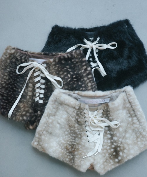 igi LACED FUR SHORTS レースアップファーショートパンツ LACED FUR