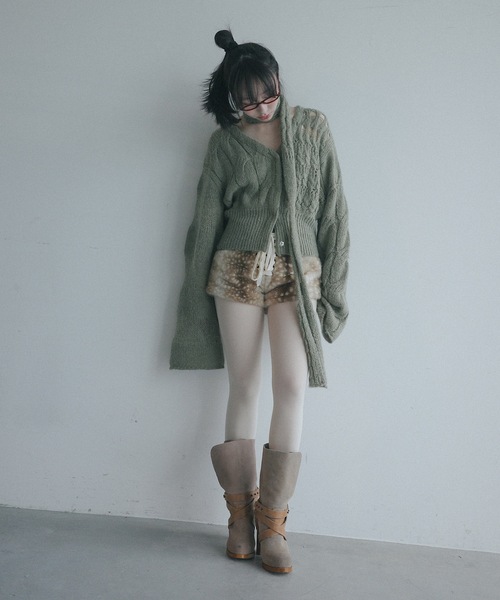 igi（イジ）の「LACED FUR SHORTS / レースアップファーショートパンツ（その他パンツ・レディース・モカ/ベージュ/ブラック・FREE）」の9枚目の写真