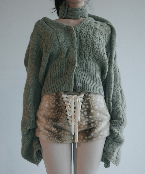 igi（イジ）の「LACED FUR SHORTS / レースアップファーショートパンツ（その他パンツ・レディース・モカ/ベージュ/ブラック・FREE）」の10枚目の写真