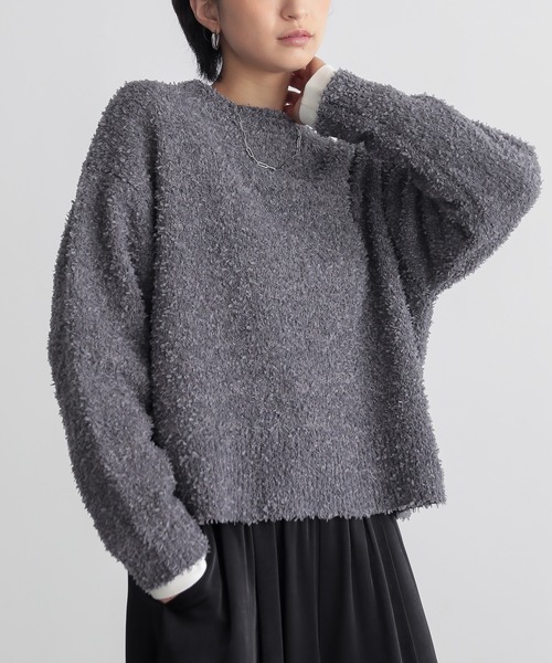 for/c(フォーシー)の「テープヤーンニット【サスティナブル】(ニット/セーター・レディース・アイボリー/チャコール/グレー・L/M)」の3枚目の写真