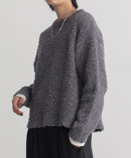for/c(フォーシー)の「テープヤーンニット【サスティナブル】(ニット/セーター・レディース・アイボリー/チャコール/グレー・L/M)」の9枚目の写真