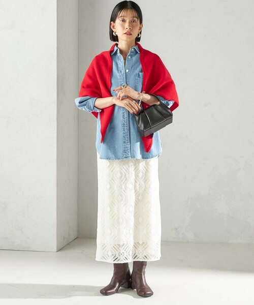 SHIPS（シップス）の「マルチウェイ 三角 ストール（ストール/ショール・レディース・グレー/ブラウン/レッド・ONE SIZE）」の19枚目の写真