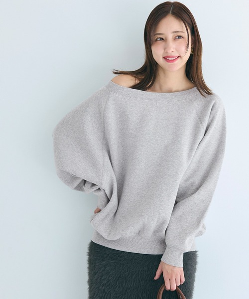 coca(coca)(コカ)の「裏起毛 オフショルダースウェット(スウェット・レディース・チャコール/グレー・L/M)」の12枚目の写真