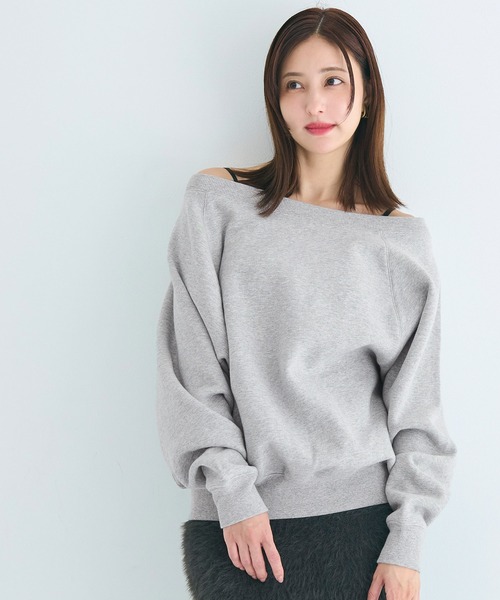 coca(coca)(コカ)の「裏起毛 オフショルダースウェット(スウェット・レディース・チャコール/グレー・L/M)」の16枚目の写真
