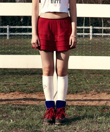 YOUHEE（ユヒ）の「EYELET FRILL SKIRT RED（スカート）」