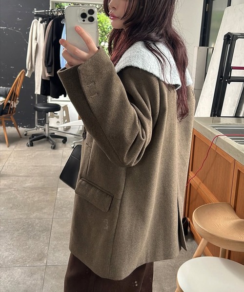 WILLFULLY（ウィルフリー）の「overlay big collar volume sleeve knit（ニット/セーター・レディース・チャコール/ベビーピンク/ライトブルー・FREE）」の15枚目の写真