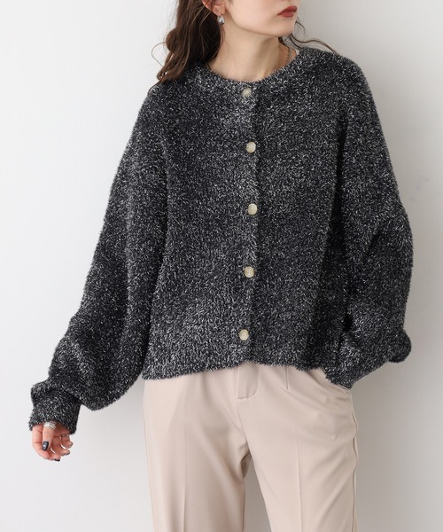 A.N.L(エーエヌエル レーベル)の「A.N.L 2way ラメシャギーニット(カーディガン/ボレロ・レディース・シルバーグレー/ブラック/ベージュ・38)」の4枚目の写真