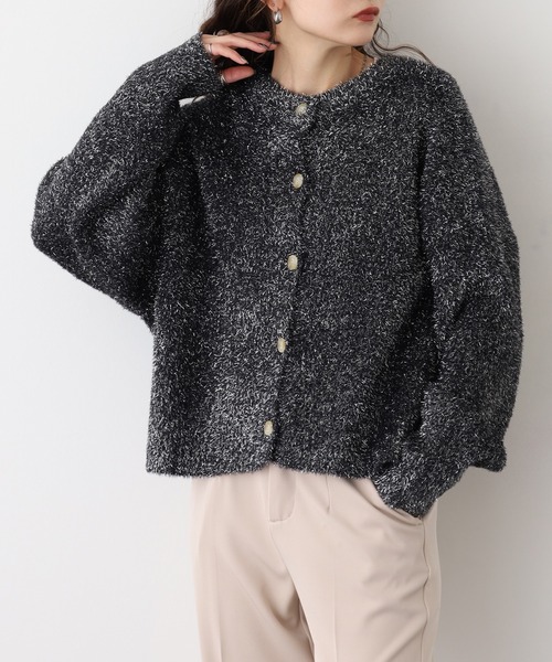 A.N.L(エーエヌエル レーベル)の「A.N.L 2way ラメシャギーニット(カーディガン/ボレロ・レディース・シルバーグレー/ブラック/ベージュ・38)」の6枚目の写真