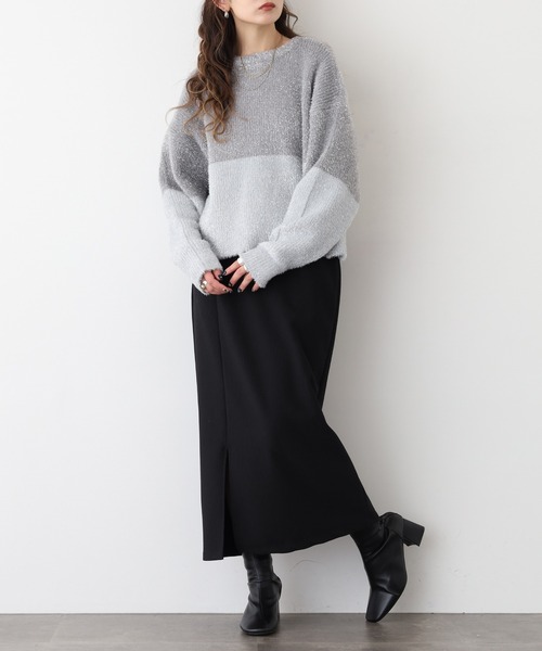 A.N.L(エーエヌエル レーベル)の「A.N.L 2way ラメシャギーニット(カーディガン/ボレロ・レディース・シルバーグレー/ブラック/ベージュ・38)」の12枚目の写真