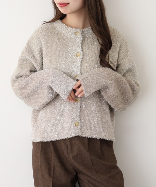 A.N.L(エーエヌエル レーベル)の「A.N.L 2way ラメシャギーニット(カーディガン/ボレロ・レディース・シルバーグレー/ブラック/ベージュ・38)」の15枚目の写真