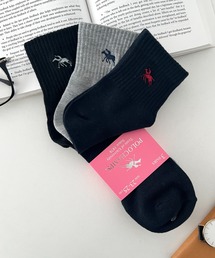 POLO CHAMPS（ポロチャンプス）の「POLO CHAMPS(ポロチャンプス)/ワンポイント刺繍 ショート丈ソックス 3足組 靴下/レディース 3P ソックス（ソックス/靴下）」
