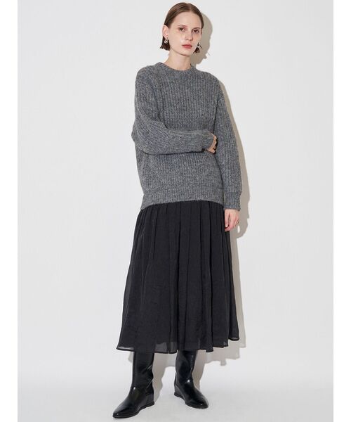 ELENDEEK(エレンディーク)の「ブラッシュヤーンニットドッキングワンピース(ワンピース・レディース・オフホワイト/グレー/ブラック・02/01)」の16枚目の写真