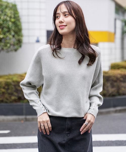 ikka(イッカ)の「横リブドルマンラメニットプルオーバー(ニット/セーター・レディース・ピンク/グレー/オフホワイト/ベージュ/サックスブルー・L/M/S)」の7枚目の写真