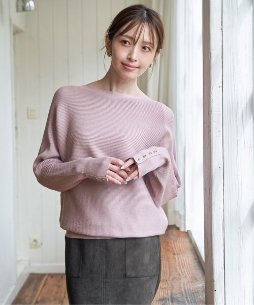 ikka(イッカ)の「横リブドルマンラメニットプルオーバー(ニット/セーター・レディース・ピンク/グレー/オフホワイト/ベージュ/サックスブルー・L/M/S)」の15枚目の写真