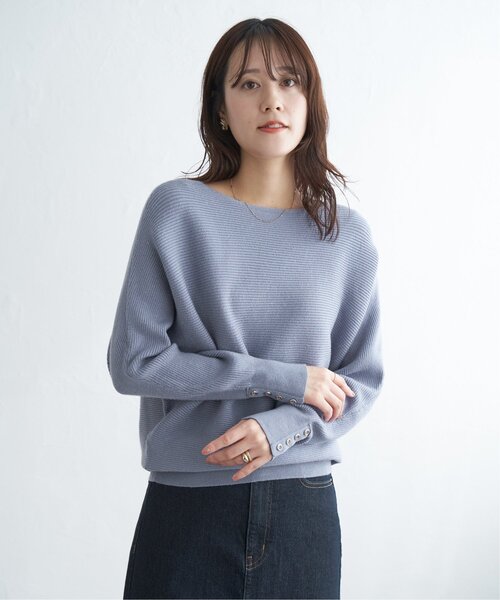 ikka(イッカ)の「横リブドルマンラメニットプルオーバー(ニット/セーター・レディース・ピンク/グレー/オフホワイト/ベージュ/サックスブルー・L/M/S)」の18枚目の写真