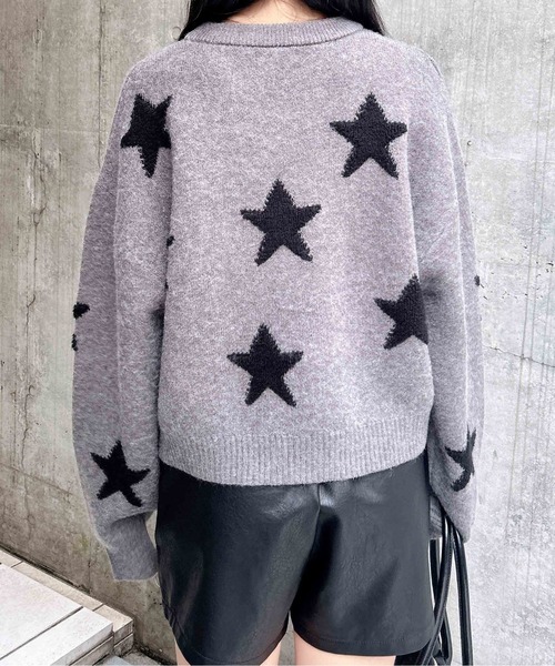 INGNI(イング)の「星柄ループジャガードニット(ニット/セーター・レディース・チャコールグレー×ブラック/ワイン系2/ブラック×ホワイト・M)」の10枚目の写真