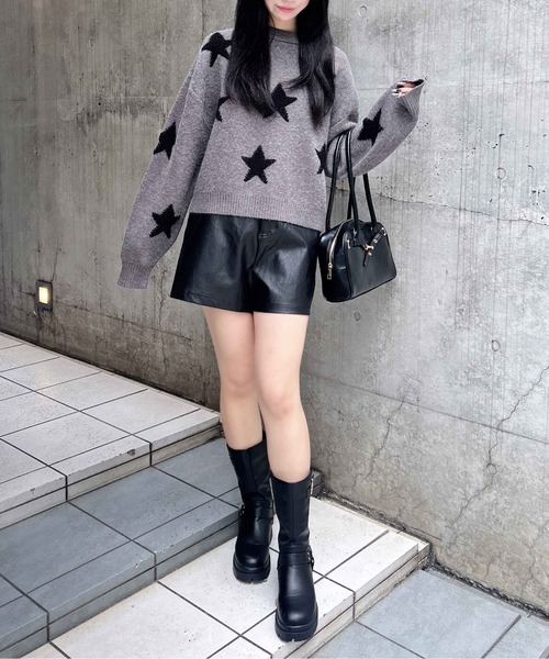 INGNI(イング)の「星柄ループジャガードニット(ニット/セーター・レディース・チャコールグレー×ブラック/ワイン系2/ブラック×ホワイト・M)」の11枚目の写真