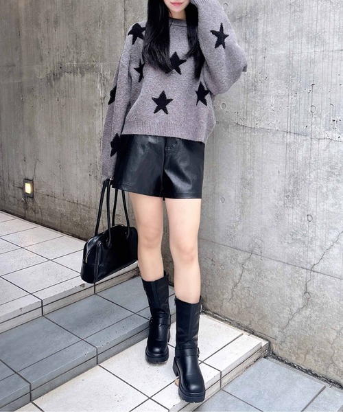 INGNI(イング)の「星柄ループジャガードニット(ニット/セーター・レディース・チャコールグレー×ブラック/ワイン系2/ブラック×ホワイト・M)」の12枚目の写真