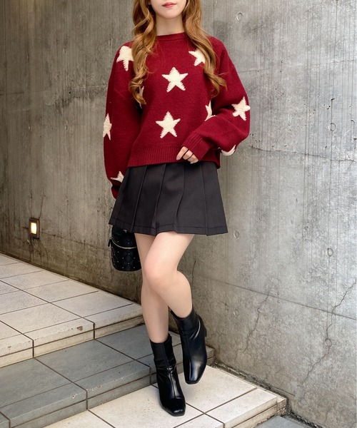 INGNI(イング)の「星柄ループジャガードニット(ニット/セーター・レディース・チャコールグレー×ブラック/ワイン系2/ブラック×ホワイト・M)」の18枚目の写真