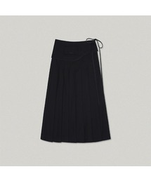 BELTED PLEATS LONG SKIRT (BLACK)