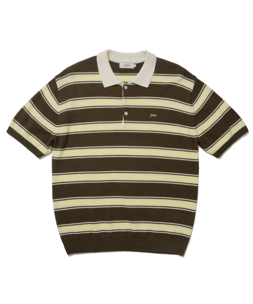 YALE(イェール)の「マルチストライプカラー ニット 半袖_ダークブラウン(ポロシャツ・レディース・その他・SMALL/MEDIUM/LARGE/X-LARGE)」の2枚目の写真