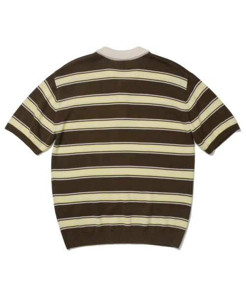 YALE(イェール)の「マルチストライプカラー ニット 半袖_ダークブラウン(ポロシャツ・レディース・その他・SMALL/MEDIUM/LARGE/X-LARGE)」の3枚目の写真