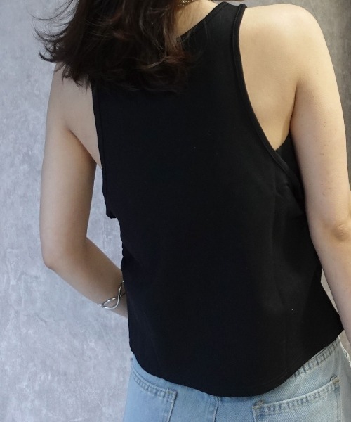 CORNERS（コーナーズ）の「サイドギャザーアメスリタンクトップ（タンクトップ・レディース・オフホワイト/ブラック・M）」の8枚目の写真