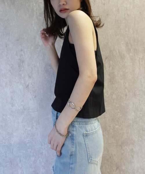 CORNERS（コーナーズ）の「サイドギャザーアメスリタンクトップ（タンクトップ・レディース・オフホワイト/ブラック・M）」の9枚目の写真