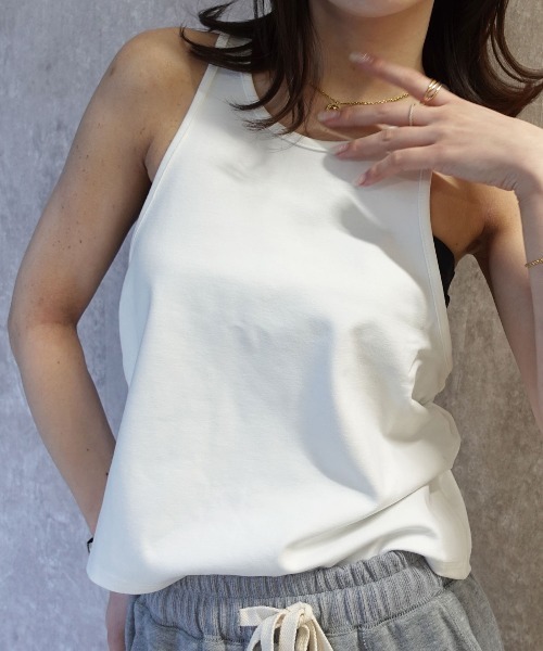 CORNERS（コーナーズ）の「サイドギャザーアメスリタンクトップ（タンクトップ・レディース・オフホワイト/ブラック・M）」の15枚目の写真