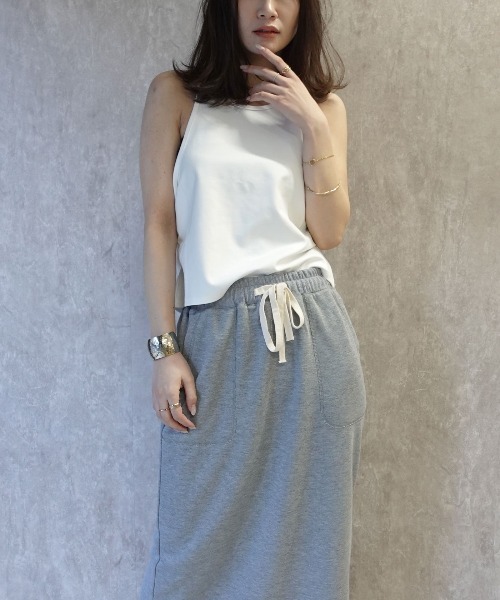 CORNERS（コーナーズ）の「サイドギャザーアメスリタンクトップ（タンクトップ・レディース・オフホワイト/ブラック・M）」の6枚目の写真