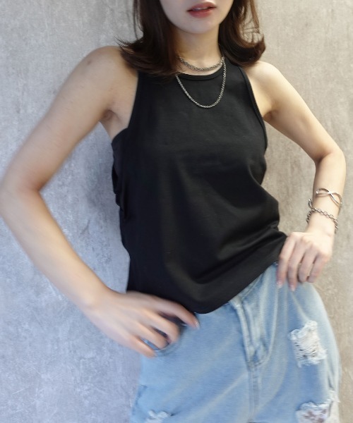 CORNERS（コーナーズ）の「サイドギャザーアメスリタンクトップ（タンクトップ・レディース・オフホワイト/ブラック・M）」の13枚目の写真