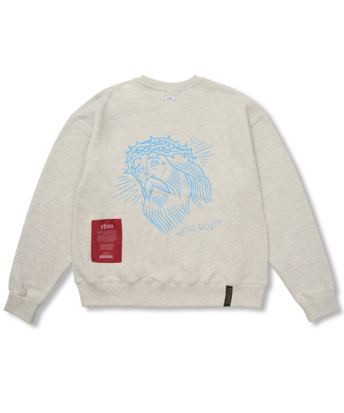 Jesus Oversized Crewneck Oatmeal Melange