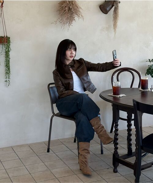 RANDOMOFF（ランダムオフ）の「BTB : WAVE WASHING JEANS [BLUE MINUIT CORE]（デニムパンツ・レディース・ダークインディゴブルー・X-SMALL/SMALL/MEDIUM/LARGE）」の2枚目の写真
