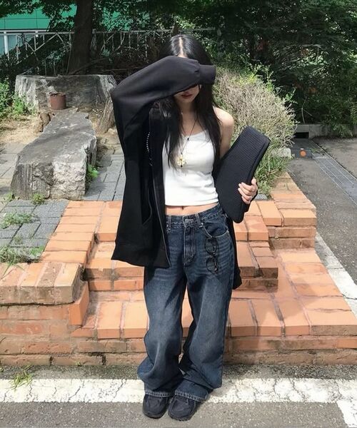 RANDOMOFF（ランダムオフ）の「BTB : WAVE WASHING JEANS [BLUE MINUIT CORE]（デニムパンツ・レディース・ダークインディゴブルー・X-SMALL/SMALL/MEDIUM/LARGE）」の4枚目の写真