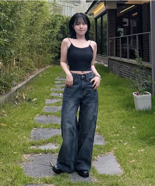 RANDOMOFF（ランダムオフ）の「BTB : WAVE WASHING JEANS [BLUE MINUIT CORE]（デニムパンツ・レディース・ダークインディゴブルー・X-SMALL/SMALL/MEDIUM/LARGE）」の5枚目の写真