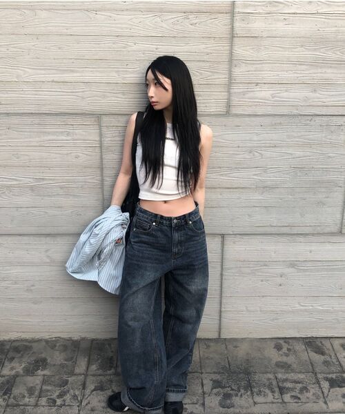 RANDOMOFF（ランダムオフ）の「BTB : WAVE WASHING JEANS [BLUE MINUIT CORE]（デニムパンツ・レディース・ダークインディゴブルー・X-SMALL/SMALL/MEDIUM/LARGE）」の12枚目の写真